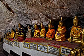 Inle Lake Myanmar. Pindaya, the famous Shwe Oo Min pagoda, a natural cave filled with thousands of gilded Buddha statues. 